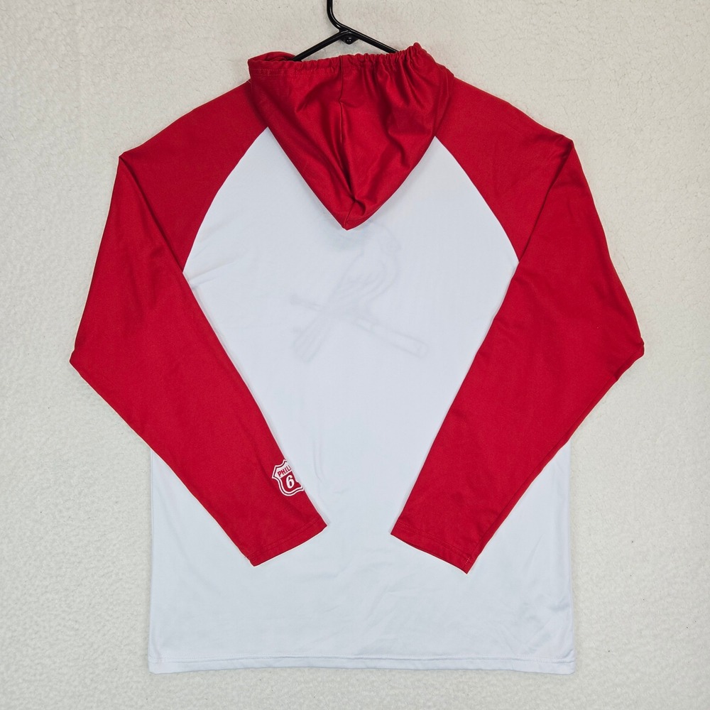 MLB St Louis Cardinals Hoodie Mens XL White Red Raglan Bird Bat‎ Phillips 66 Top - Picture 4 of 11